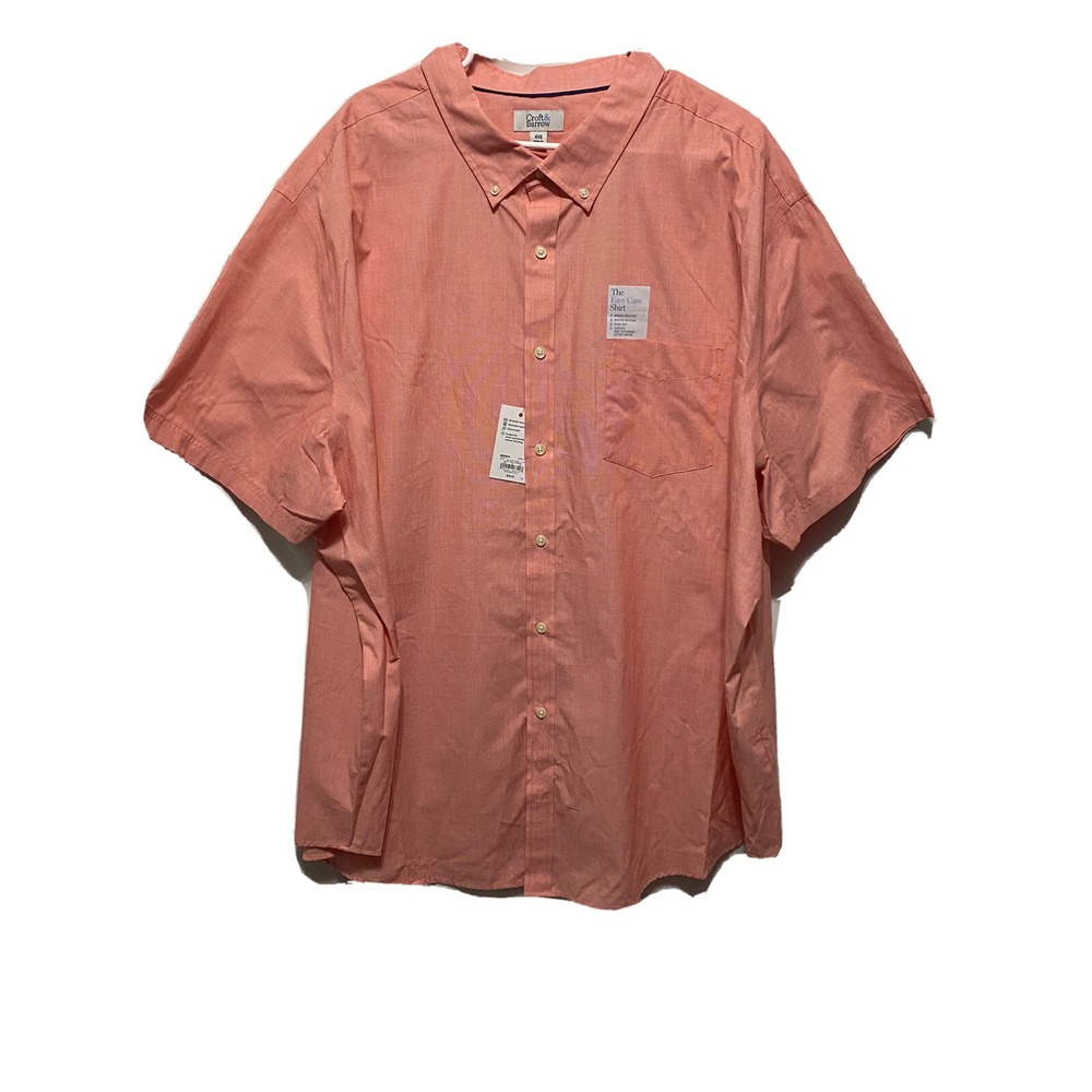 Craft & Barrow Men Shirt Big & Tall  Size 4XB casual Button Up Peach with Pocket